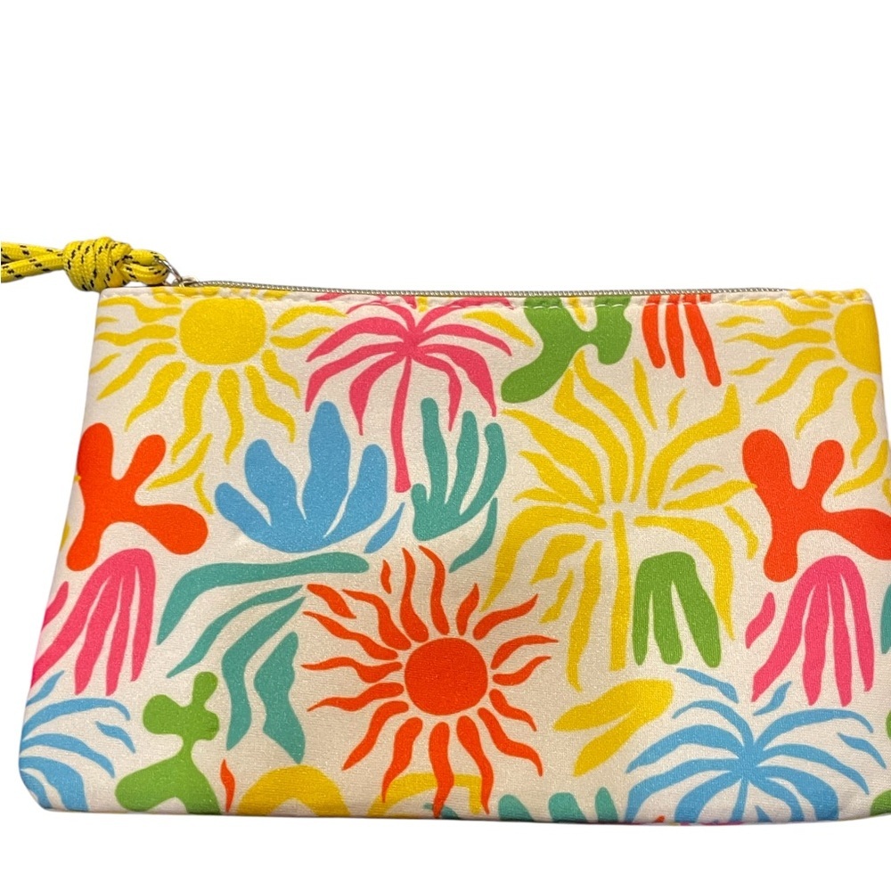 Colorful Summer Tropical Print Makeup Bag sz 5" x 8" Zippered Pouch by Ipsy